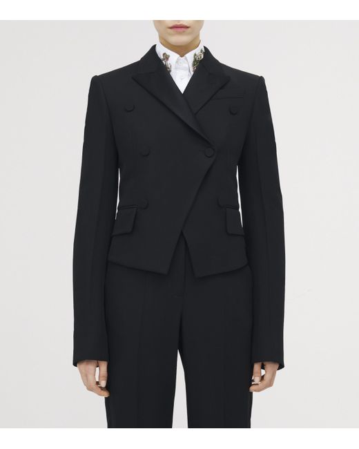 Alexander McQueen Black Wool-Blend Double-Breasted Blazer