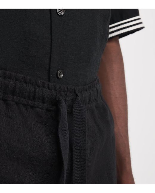 Commas Black Linen Lounge Shorts for men