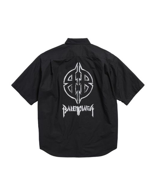 Balenciaga Short-Sleeve Logo Shirt in Black for Men | Lyst