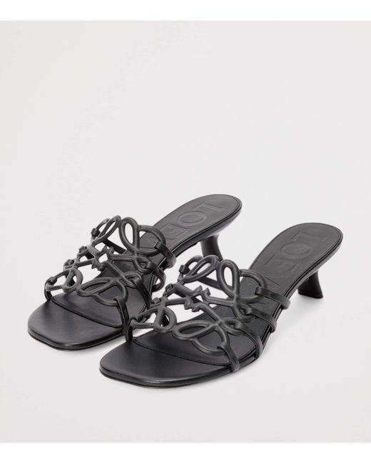 Loewe White X Paula's Ibiza Leather Petal Anagram Heeled Slides 45
