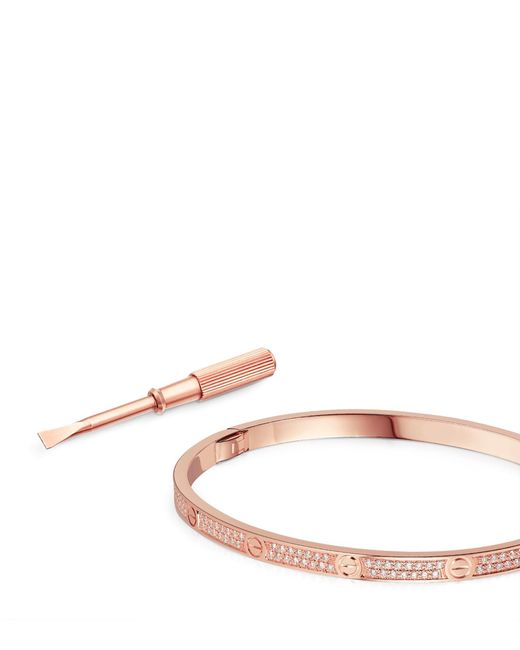 Cartier Natural Small Rose Gold And Diamond-paved Love Bracelet