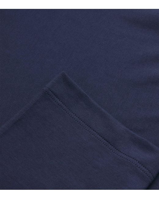 Hanro Blue Cotton Living Long-Sleeve T-Shirt for men