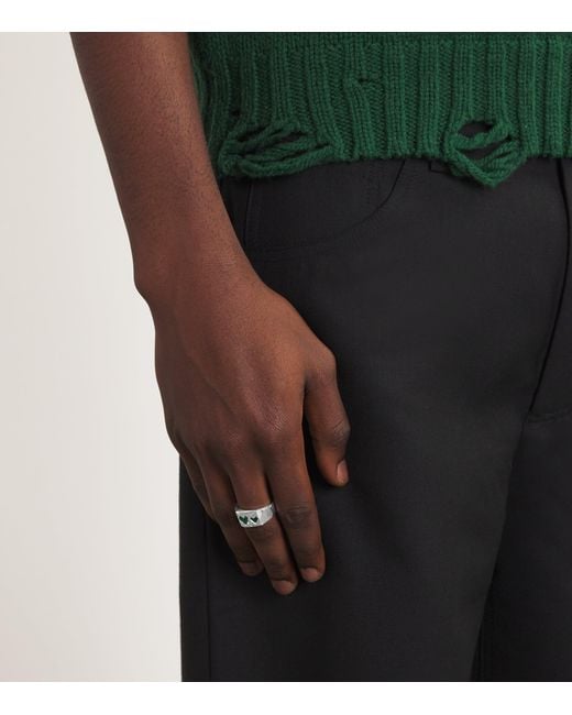 The Ouze Metallic Sterling And Emerald Signet Ring for men