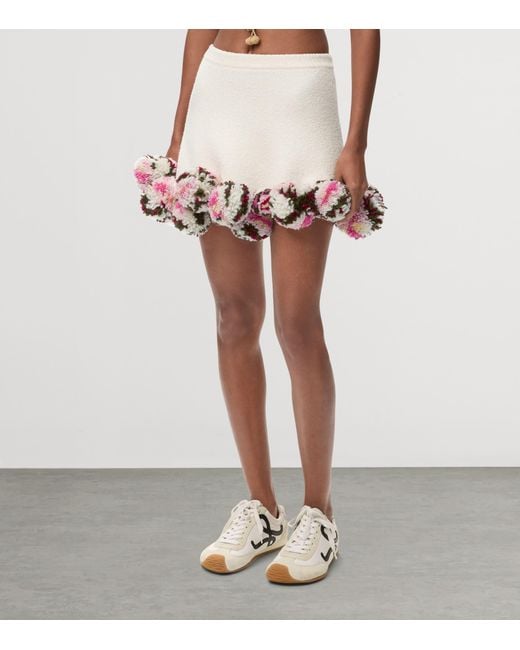 Loewe Pink X Paula' Ibiza Cotton-Blend Pom-Pom Mini Skirt