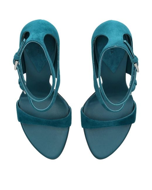 Alaïa Blue Suede Drop Strappy Sandals 90