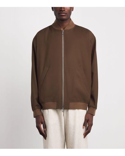 Barena Brown Virgin Wool Bomber Jacket for men