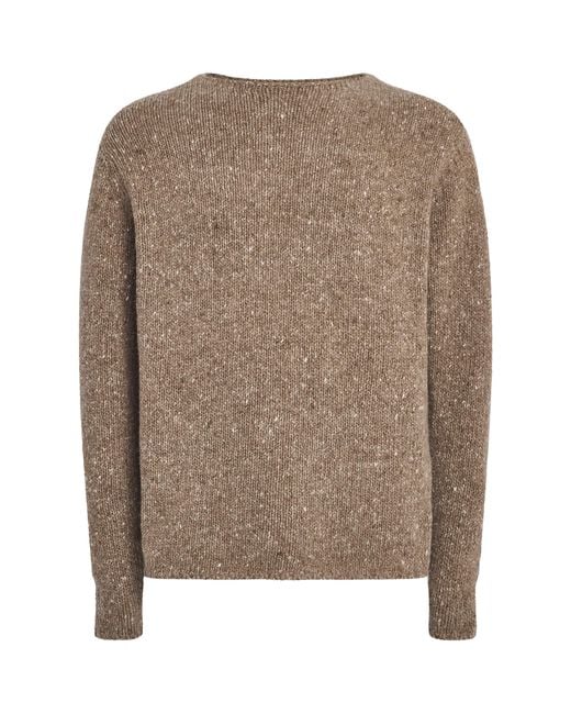 Auralee Brown Wool Tweed Sweater for men