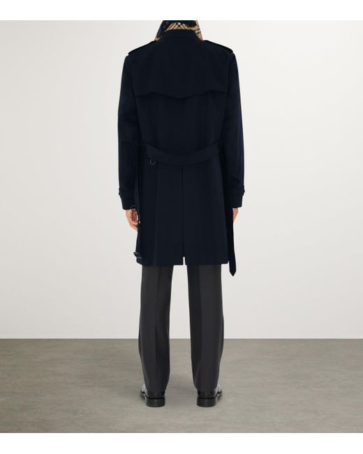 Burberry Blue Mid-Length Kensington Heritage Trench Coat for men