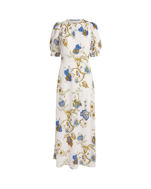 ME+EM Metallic Floral Print Maxi Dress