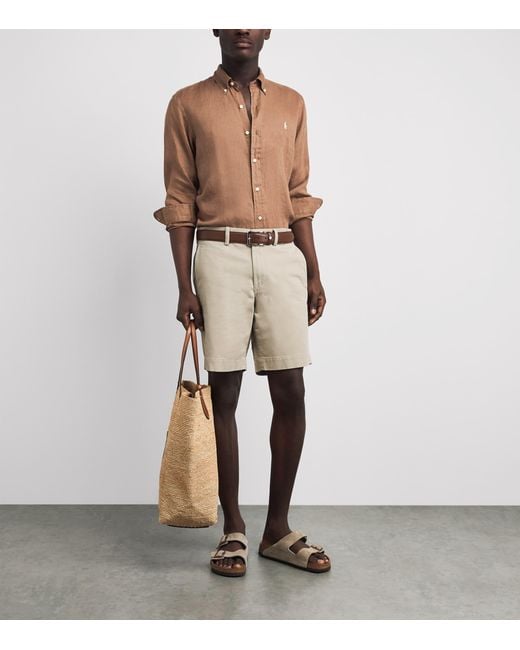 Polo Ralph Lauren Brown Linen Custom-Fit Shirt for men