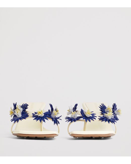 Bottega Veneta White Lambskin Embellished Thong Sandals 50