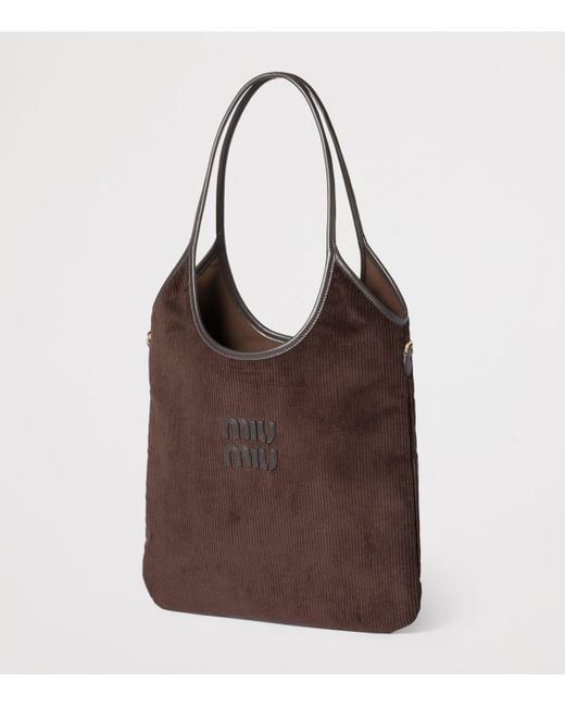 Miu Miu Brown Corduroy Ivy Tote Bag
