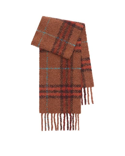 Burberry Brown Alpaca-Wool Bouclé Check Scarf