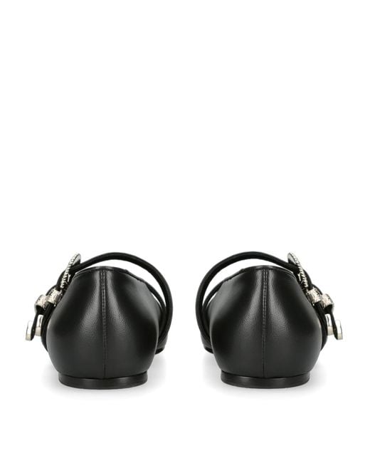 Le Monde Beryl Black Leather Buckle Claudia Ballet Flats