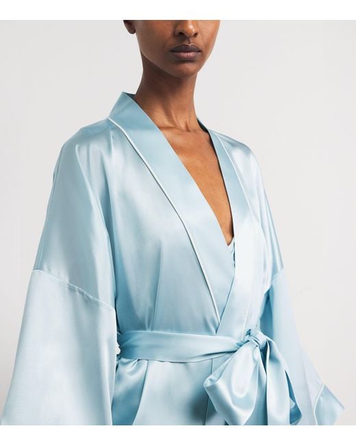 Olivia Von Halle Blue Silk Mimi Robe