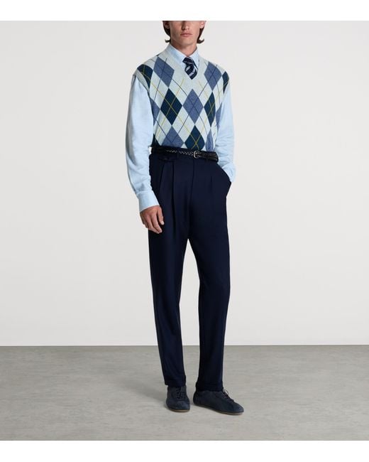 Dunhill Blue Cashmere Argyle Sweater Vest for men