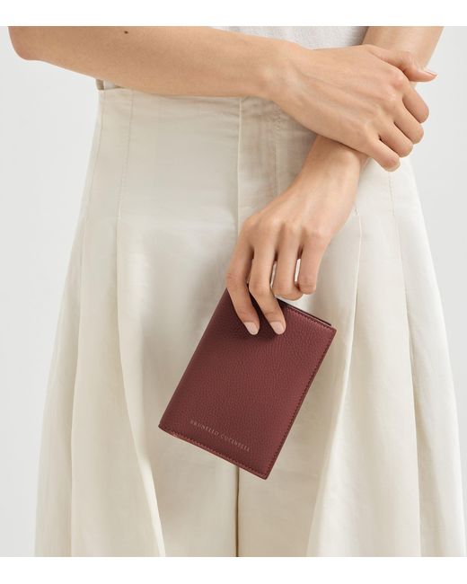 Brunello Cucinelli Purple Leather Passport Holder