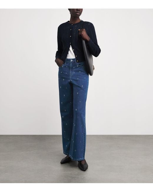Maje Blue Embellished Wide-Leg Jeans