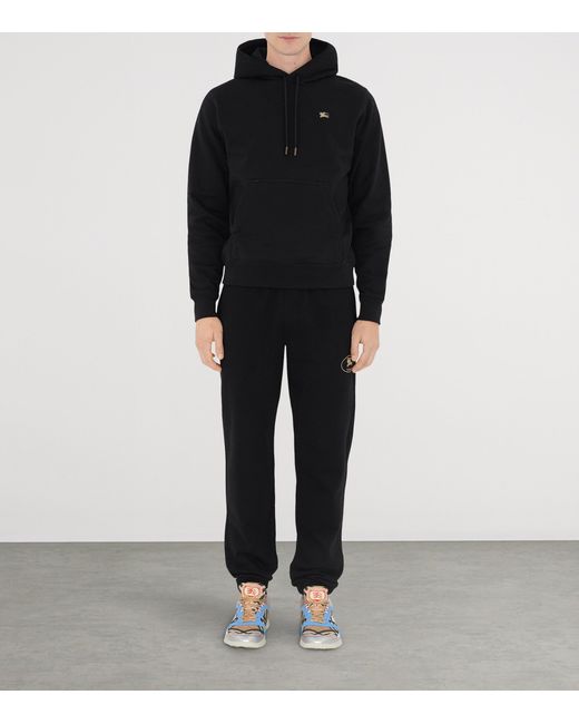 Burberry Black Cotton Knight Stamp Sweatpants for men