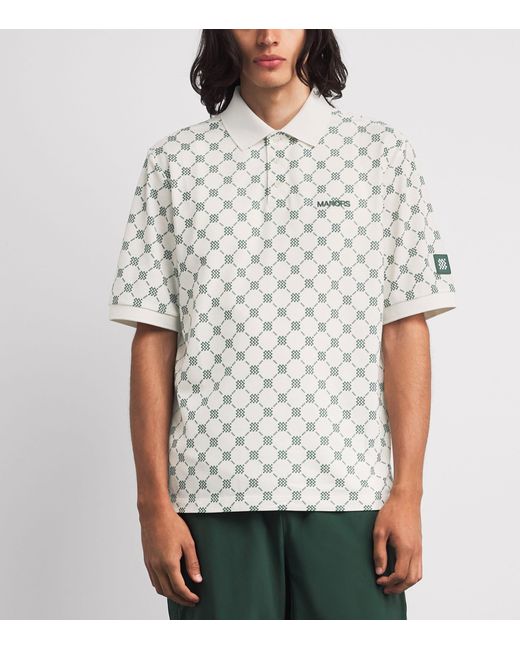 Manors White Piqué Monogram Goat Polo Shirt for men