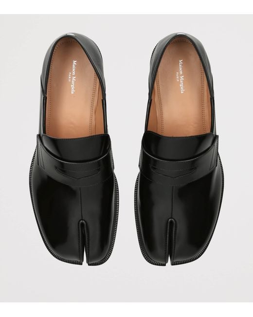 Maison Margiela Black Leather Tabi Loafers for men