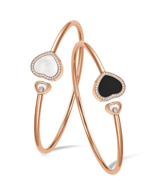 Chopard Brown Diamond And Onyx Happy Hearts Bracelet