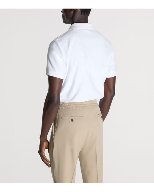 Dunhill White Cotton Herringbone Polo Shirt for men