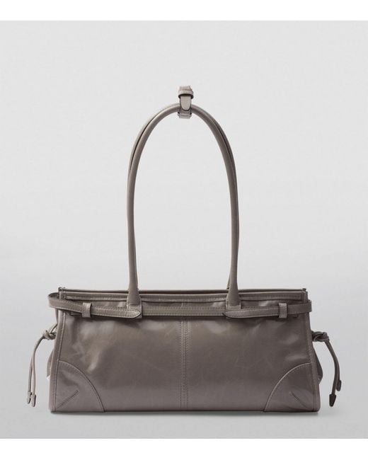 Prada Gray Medium Leather Shoulder Bag