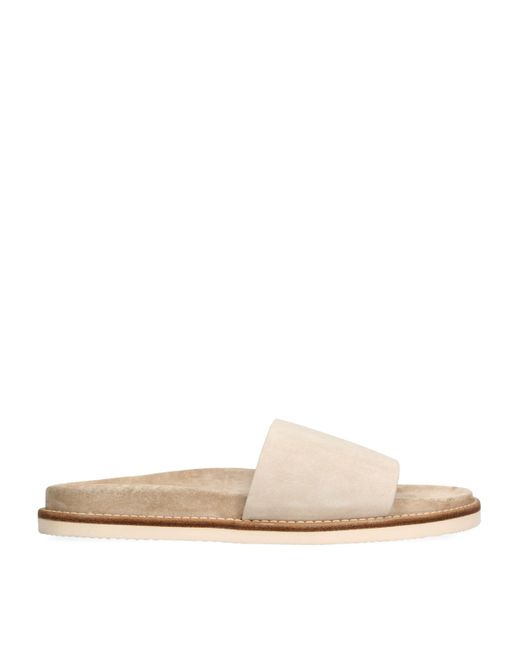 Brunello Cucinelli Natural Suede Slides for men