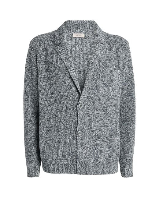 Agnona Gray Cashmere-cotton Knitted Cardigan for men