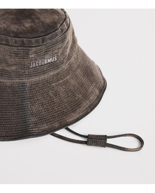 Jacquemus Brown Velour Denim Bucket Hat for men