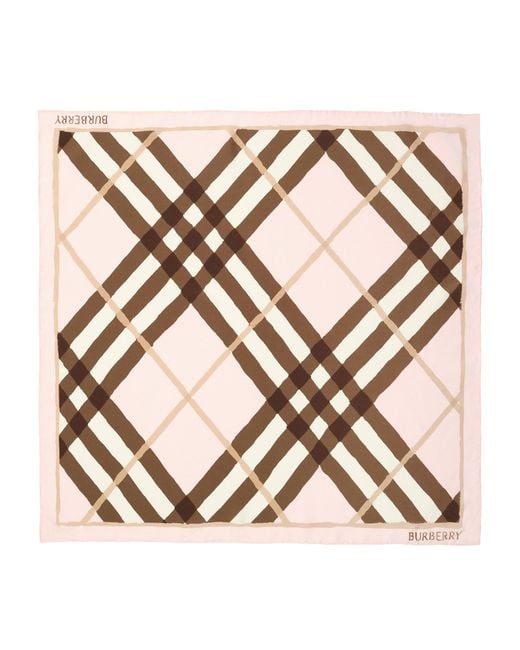Burberry Pink Silk Watercolour Check Scarf