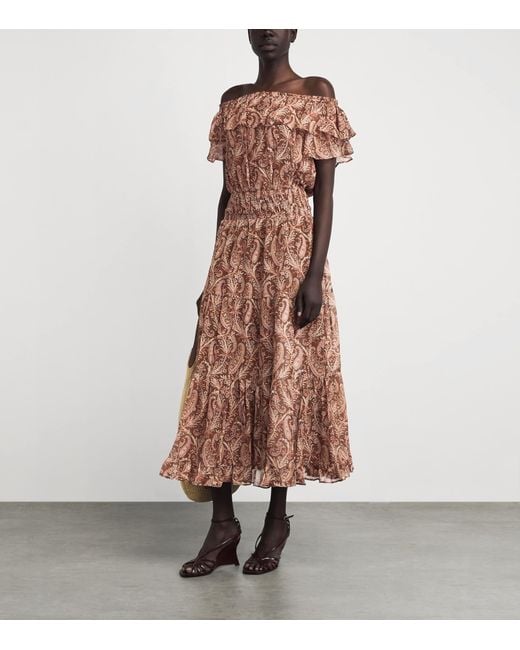 PAIGE Pink Silk Georgette Alistar Midi Dress