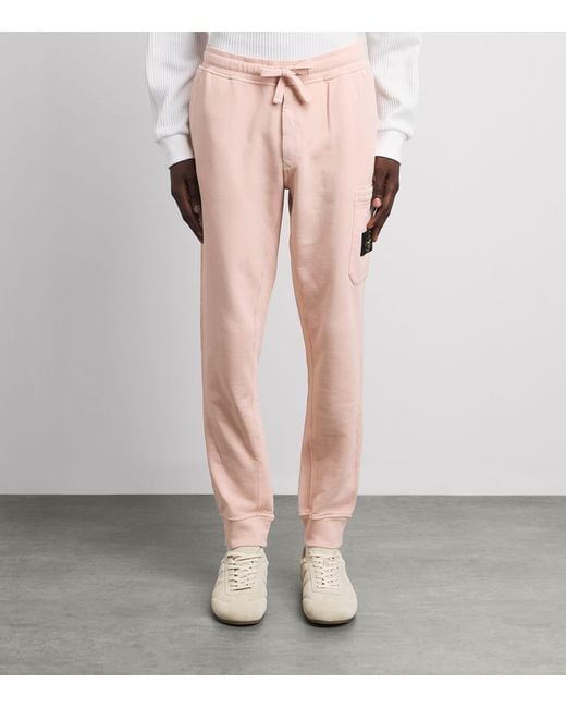 Stone Island Pink Cotton Compass Cargo Sweatpants for men