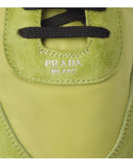 Prada Green Re-Nylon And Suede Collapse Sneakers for men