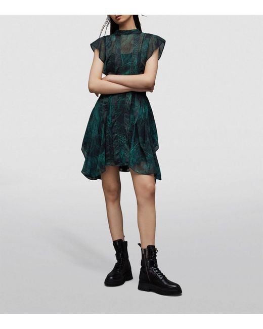 all saints fleur wing dress green FLEUR ZIG DRESS