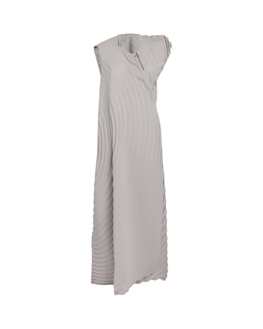 Issey Miyake Gray Resonant Pleats Maxi Dress