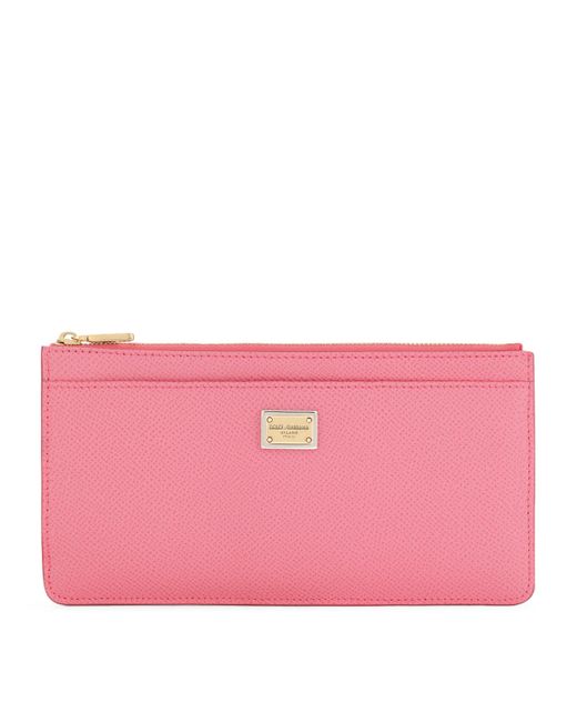 Dolce & Gabbana Pink Calfskin Dauphine Card Holder