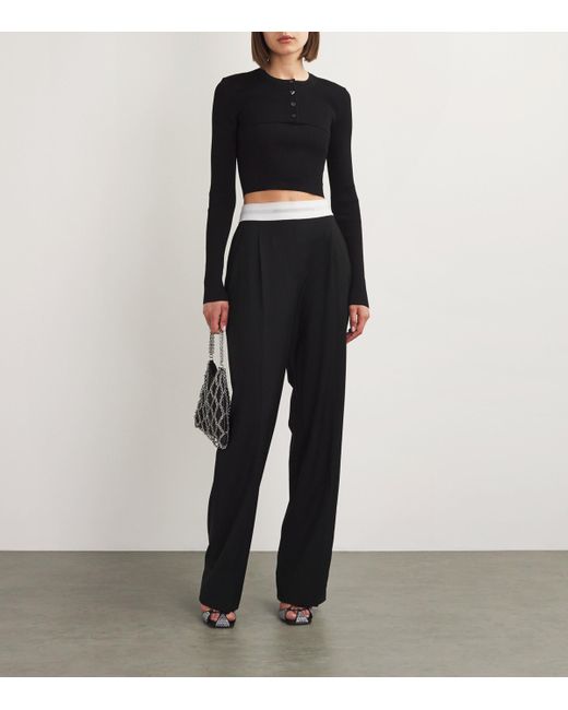 Alexander Wang Black Wool-Blend Elasticated High-Rise Tailored Trousers
