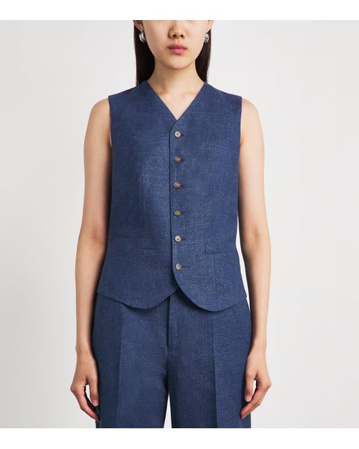 Polo Ralph Lauren Blue Linen-Cotton Waistcoat