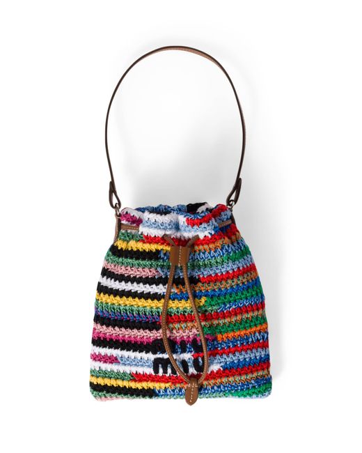 Miu Miu White Leather-Crochet Top-Handle Bag