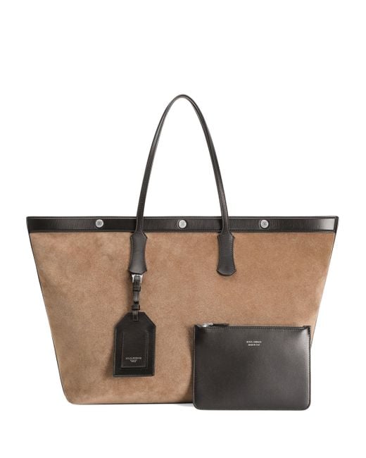 Dolce & Gabbana Brown Suede Atene Tote Bag for men