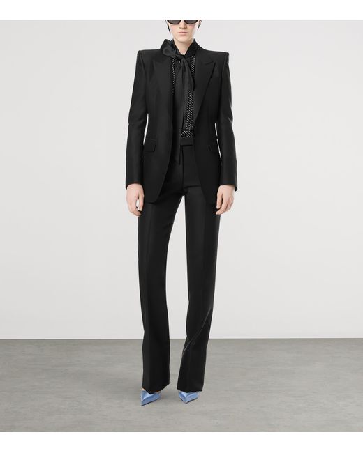 Tom Ford Black Wool-Silk Tailored Trousers