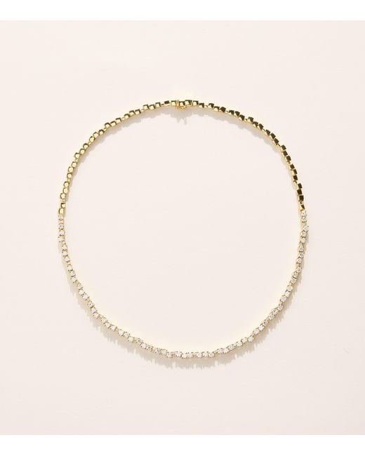 Suzanne Kalan Metallic And Round Diamond Deco Tennis Necklace