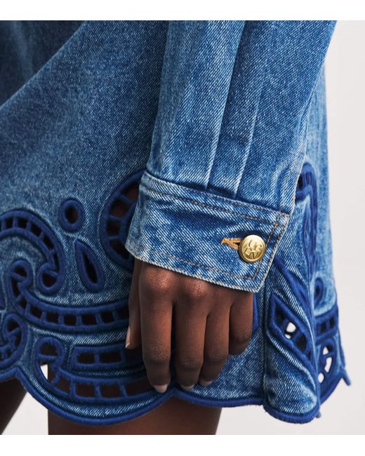 Ulla Johnson Blue Eyelet Bobbi Denim Jacket
