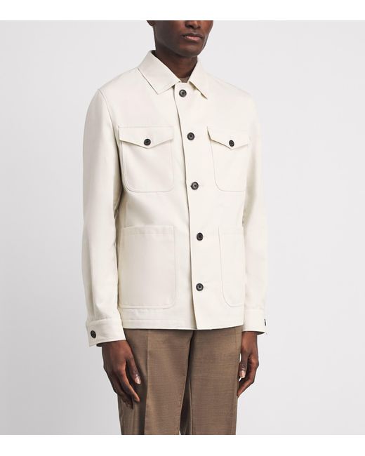 Corneliani White Cotton-Cashmere Overshirt for men