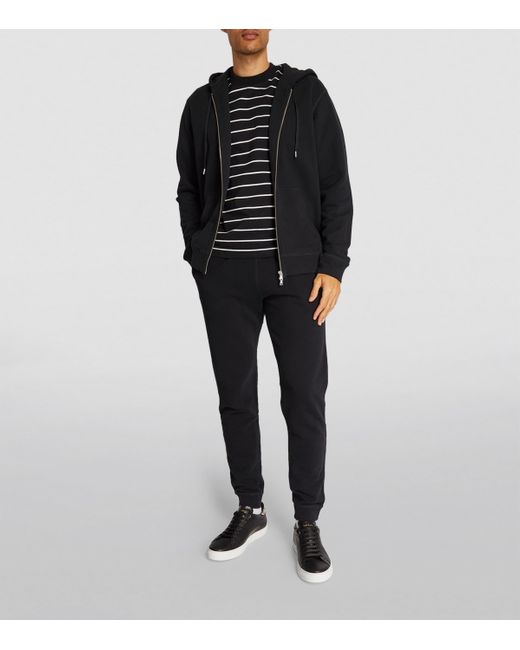 Sunspel Black Loopback Zip-Up Hoodie for men