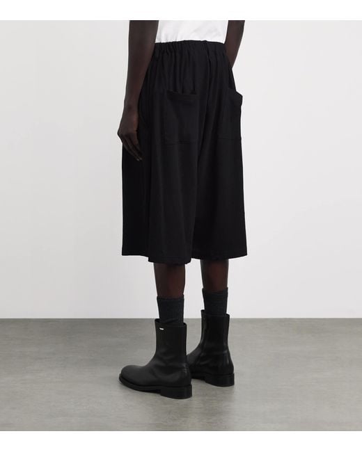 Yohji Yamamoto Black Cotton-Linen Elasticated Shorts for men