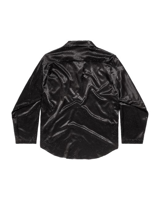 Balenciaga Black Rhinestone-Embellished Satin Shirt