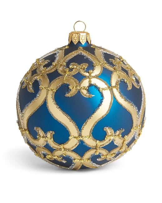 Harrods Blue Glass Bead-Embellished Swirl Bauble
